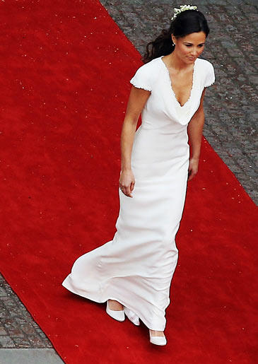 At the Royal Wedding, not all eyes were on the bride. The Duchess’ younger sister wowed the world in her stunning Sarah Burton for Alexander McQueen heavy ivory and satin crepe bridesmaid gown.