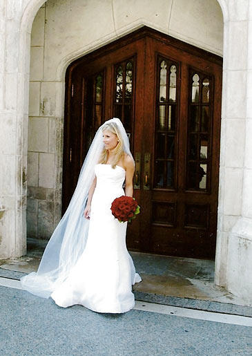 Sophie preparing to walk down the aisle.