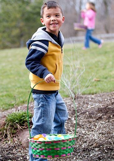 Joel Gosselin searching for easter eggs.
