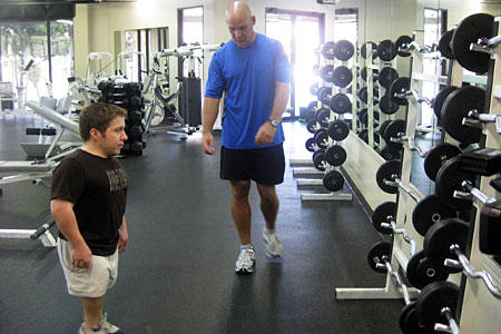 Bill takes to the gym to get ready for the big game.