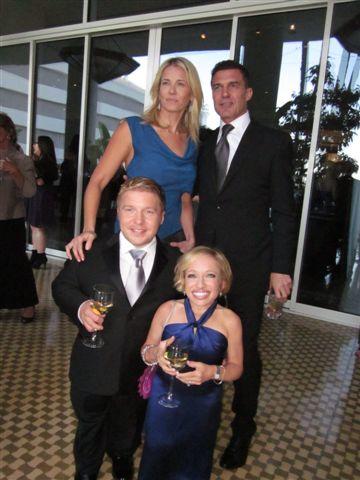 Bill and Jen with Chelsea Handler before the 36th Annual Gracie Awards gala in Los Angeles.