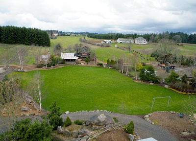 View of the soccer field and the grounds.