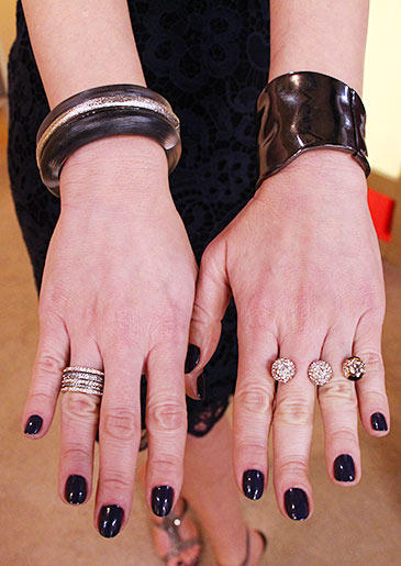 Black Bangle with Silver by