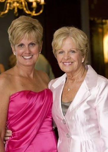 Lori Allen from Say Yes to the Dress: Atlanta with her mother Jean. "This was taken at my 50th birthday party two years ago. It's one of my favorite Mom pictures! Everyone had to wear pink to my party."