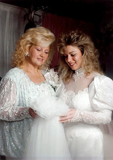 Theresa on her wedding day with her mother.