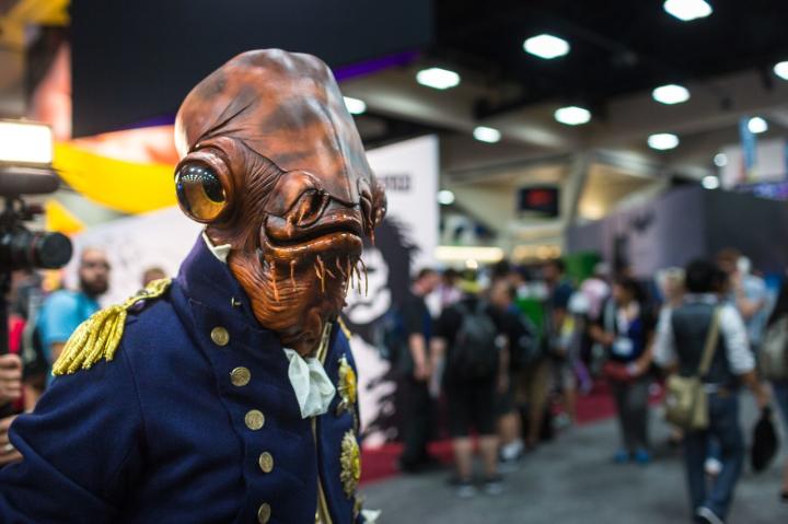 Says Adam, "I've always loved Ackbar. His huge eyes. His lobster hands. The excellent heavy felt tunic he wears with the super wide collar. It all just works. The combination of elements look just like they should: that Ackbar is a super competent, peace loving fish man from a planet of aliens. It's clear that you'd like to have a beer with him."