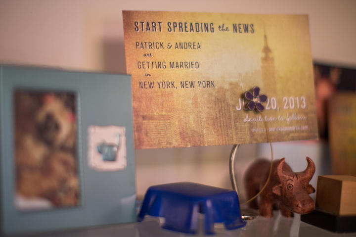 Patrick and Andrea's save-the-dates were based on a lyrics from Frank Sinatra's famous song "Theme From New York, New York."