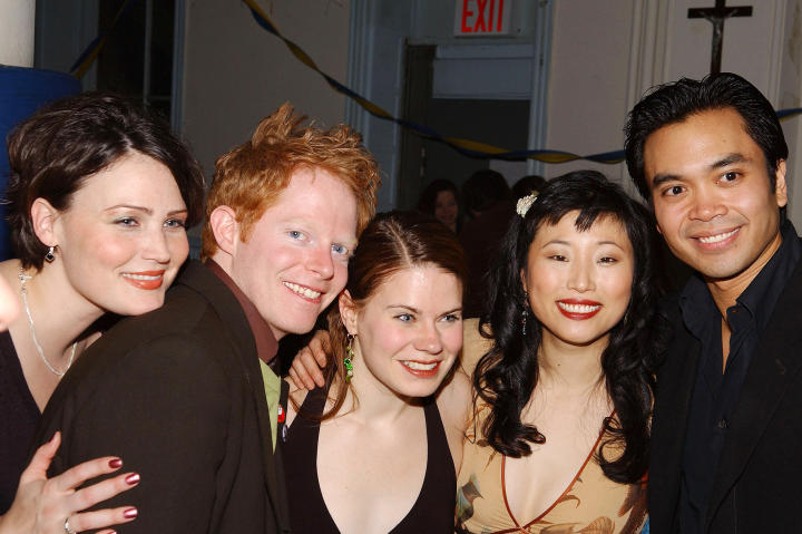 In 2005, Jesse Tyler Ferguson, second from left, attends the after-party for the Tony Award-winning musical