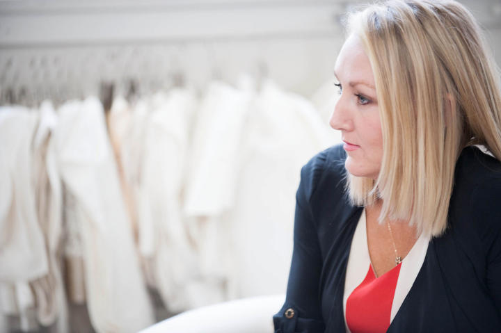 Heidi explained to Danielle that she could get a semi-custom look by shopping her Build A Bride collection.