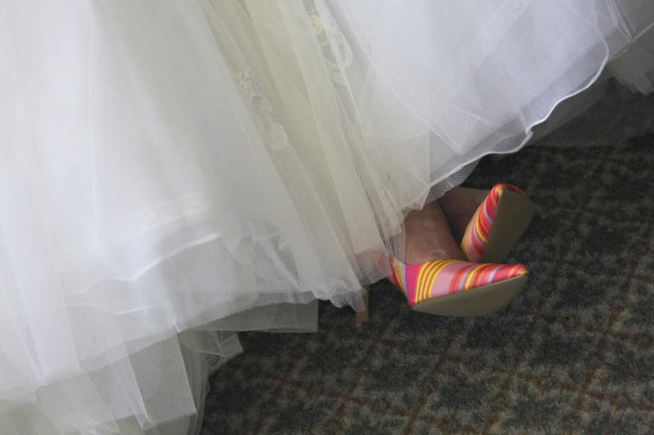 She adds pops of color throughout her wedding.