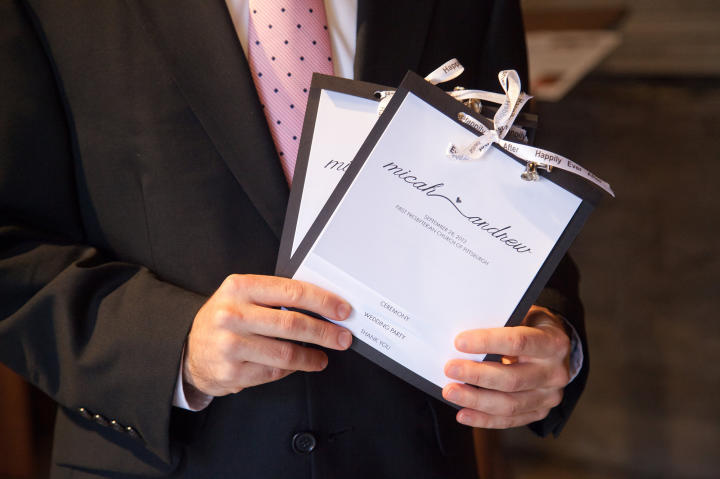 Micah and Andrew's wedding ceremony itinerary.