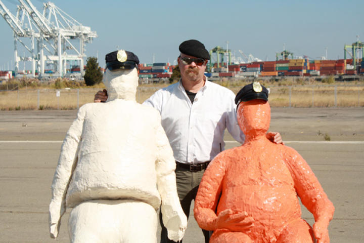 In Crash Cushions, Jamie Hyneman and Adam Savage take on a scene from the movie