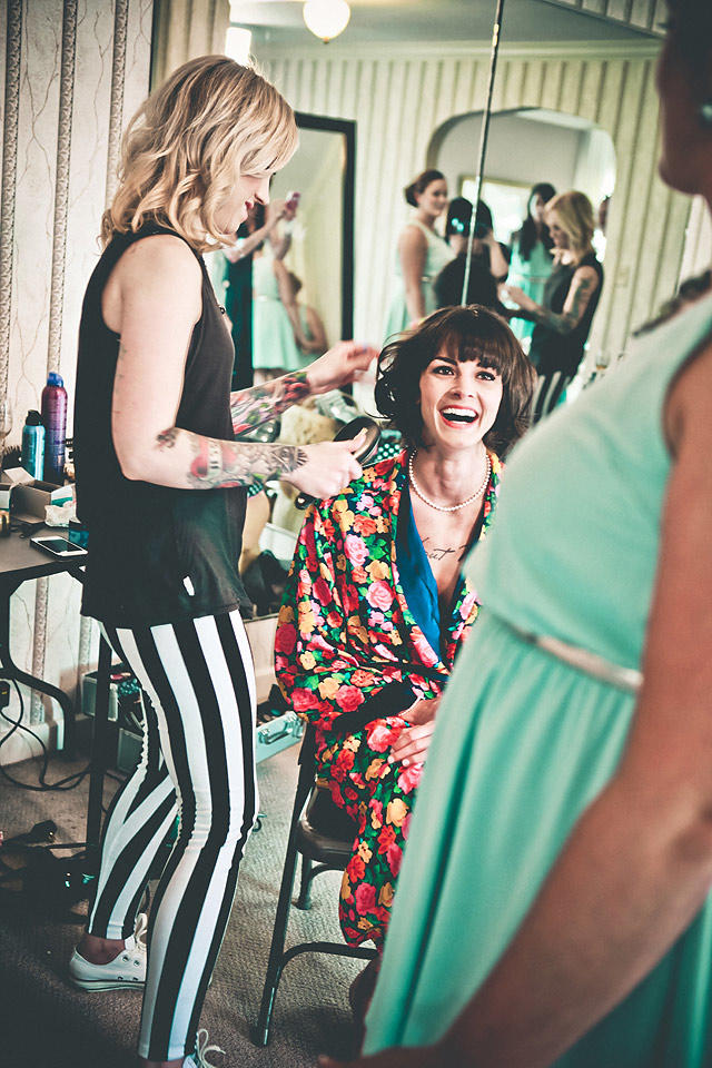 Ashley gets her hair done before her big day.