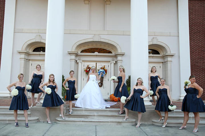 Stephanie and her bridesmaids strike a pose.