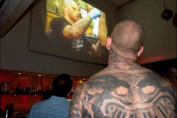 Attendees of the party were able to watch the first episode of the show on projection screens.