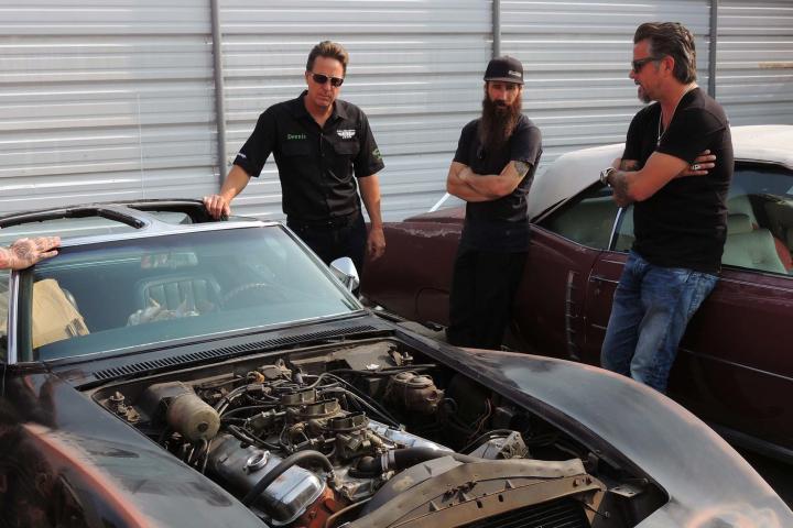 Richard Rawlings, Aaron Kaufman and Dennis Collins with the original 1968 Corvette.
