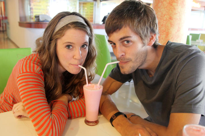 Jill and Derick drinking milkshake