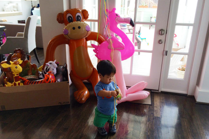 Will helps pack up all the decorations for his birthday party!