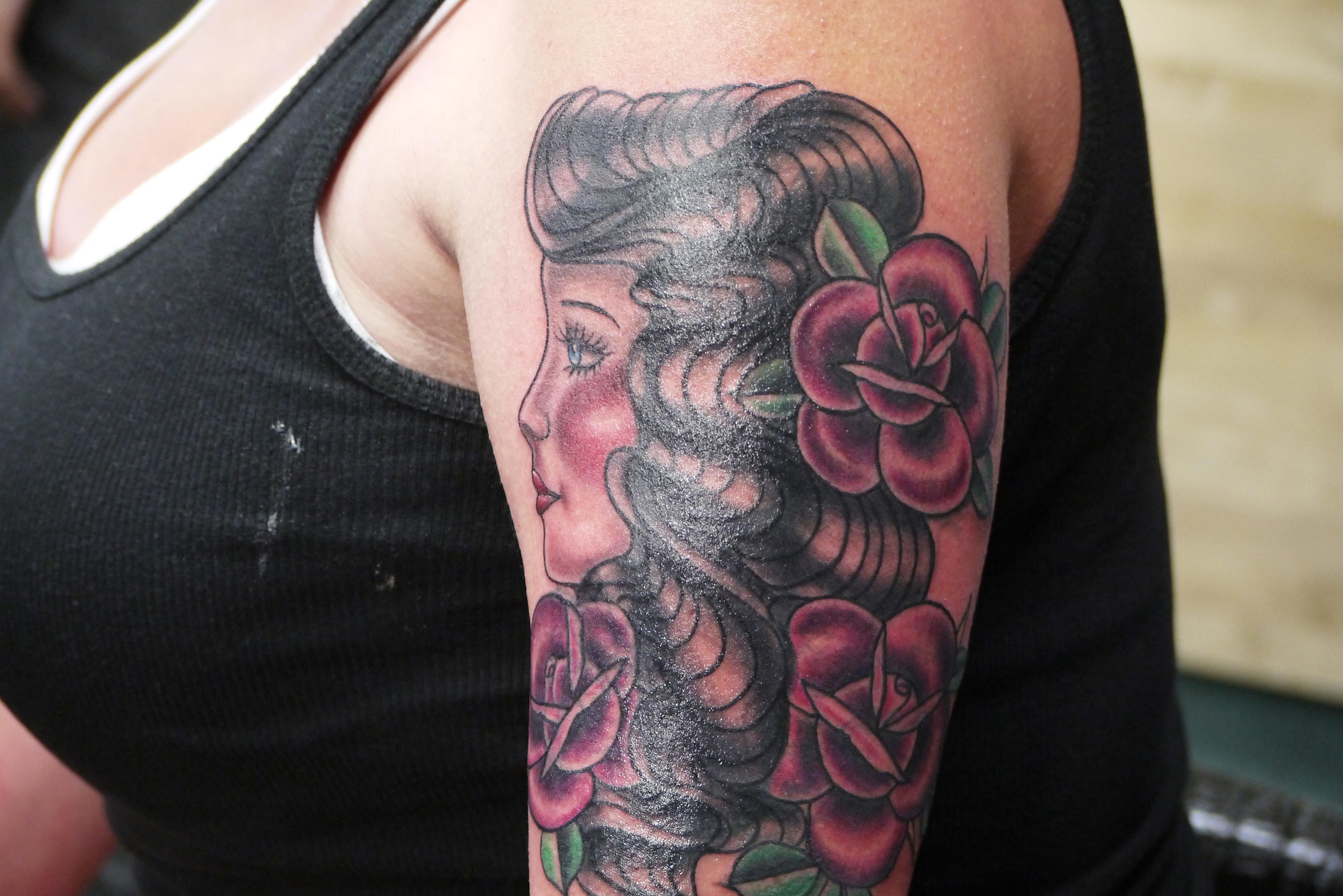 After: Tattoo artist Lisa Del Toro gave Amanda a fresh tattoo to cover-up her unwanted ink.
