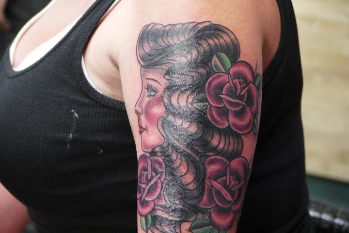 After: Tattoo artist Lisa Del Toro gave Amanda a fresh tattoo to cover-up her unwanted ink.