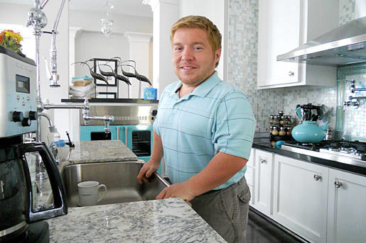Bill's very proud of his new kitchen... he can stand at the sink without a footstool!