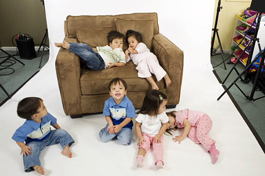 The Sextuplets playing on the set, they were so young!