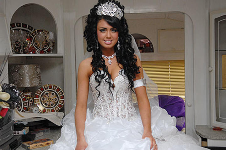 Danielle's unbelievable dress includes a sheer corset and glitzy tiara.