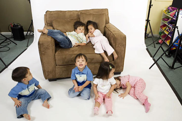 The Sextuplets playing on the set, they were so young!