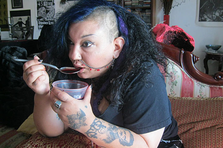 Michelle has been addicted to drinking blood for 15 years.