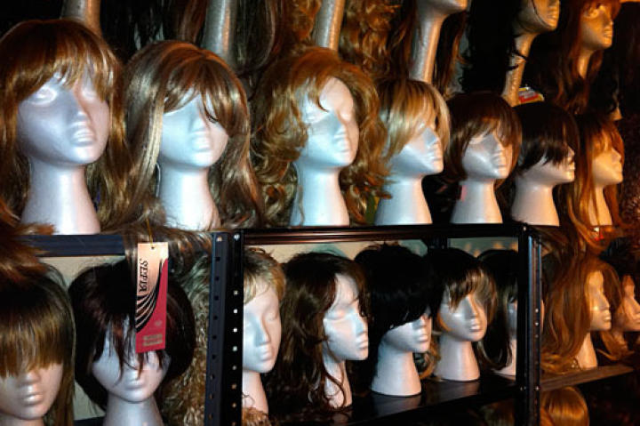 Tamis's wigs vary according to make, style, color, and length. She names the wigs after her friends.