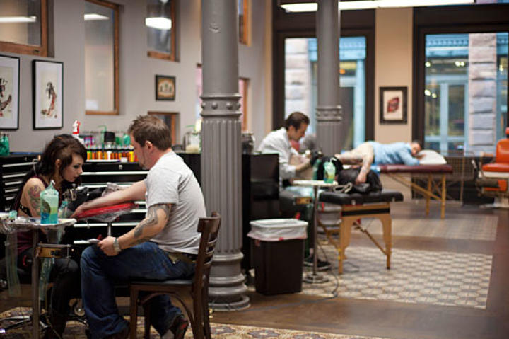 Megan Massacre and Tim Hendricks, working in the shop.