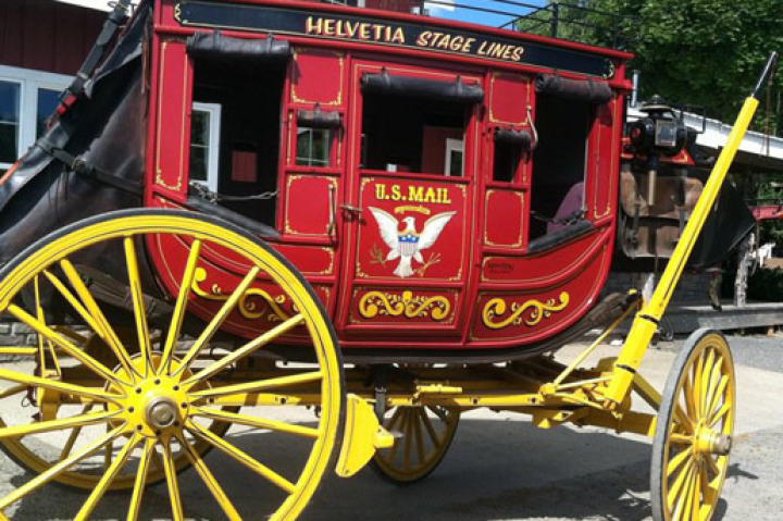Brand new to Roloff Farm this season: beautifully handcrafted circa 1800 stagecoach replica. Matt proudly re-named it