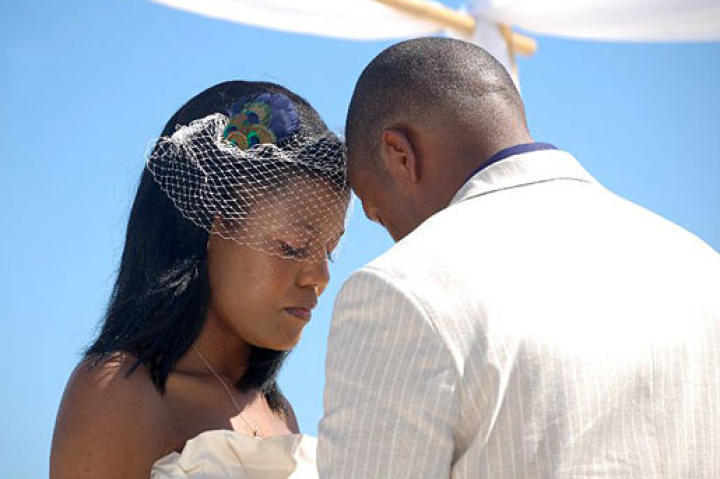 Regina and her groom exchange vows.