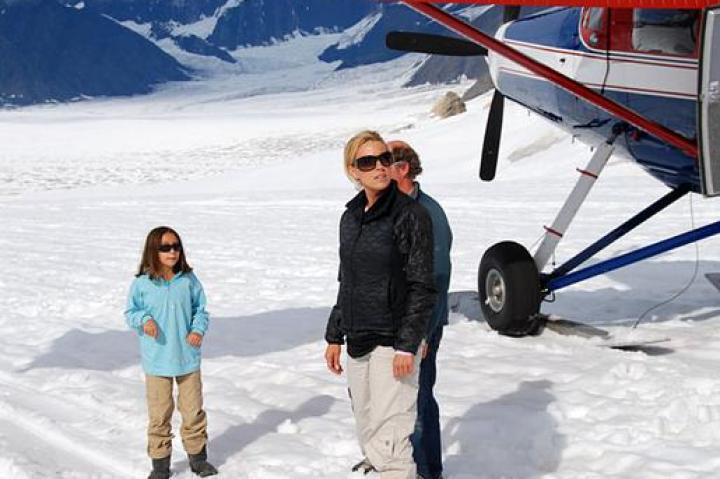 Kate Gosselin and daughter Cara standing on the glacier.