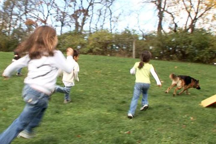 Eeeeeeeeee!!!! Shoka!!! The kids play with their old buddy.