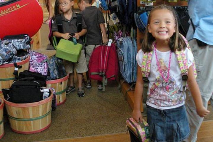 Eeeee!!! Alexis is super excited about her new backpack and lunch box!!