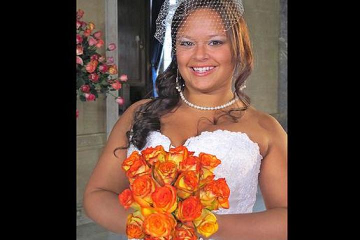Bride-to-be, Dawn, shows off her blossoms.