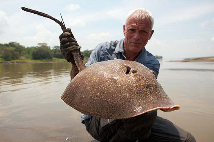 Jeremy Wade with a stingray.