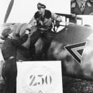 Luftwaffe ace Günther Rall is seen here alighting from his ME-109 after his 250th aerial victory.