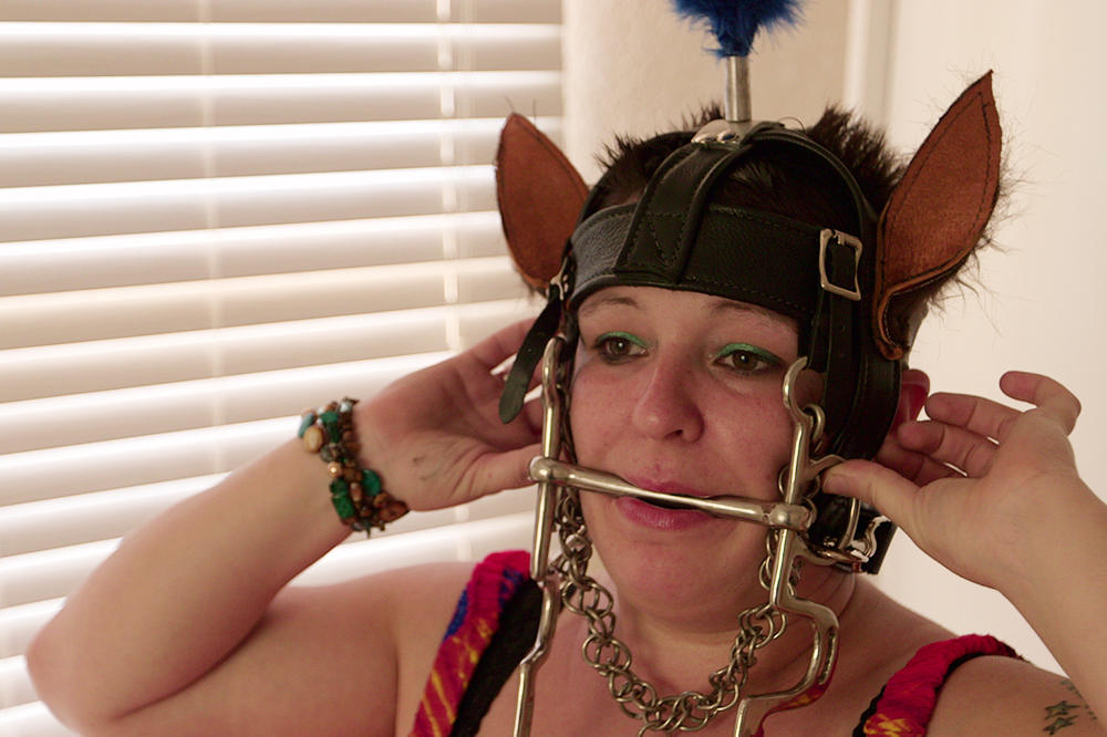 Pony play addict Nicole gears up for a fun day at the stable.