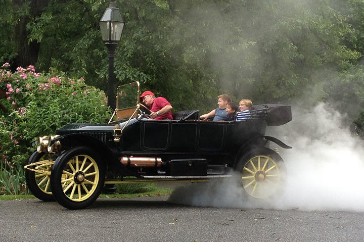 The family goes for a ride.