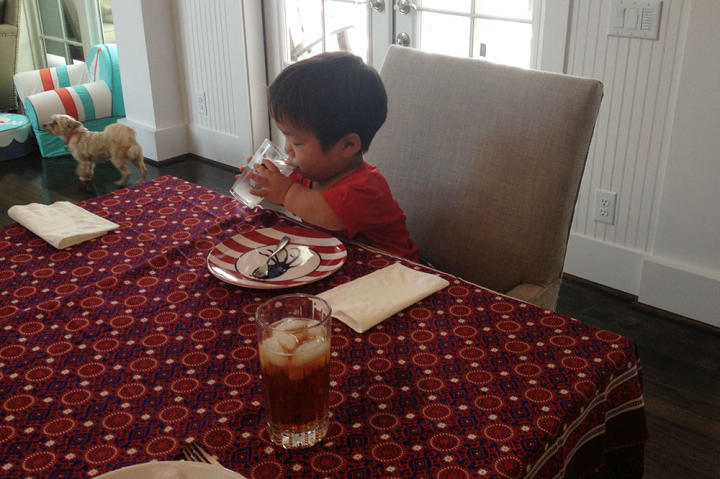 William finishing lunch.