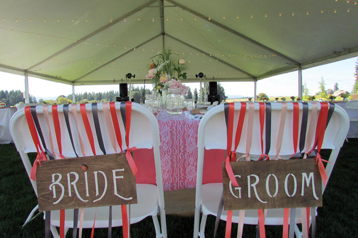 Custom bride and groom Chairs.