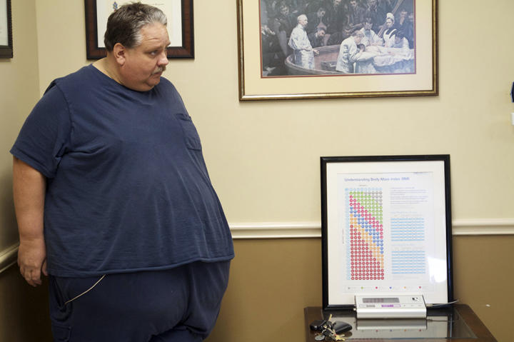 Chuck began to gain weight after his first wife was murdered. He confesses that he ate to fill a void in his life.