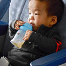 Getting ready for a long sleep on the plane ride home.