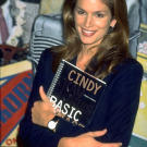 Cindy Crawford promotes her makeup guide, "Basic Face", in 1996.