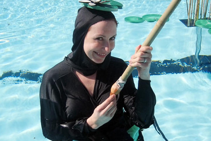 In 2008 Kari Byron channeled her inner ninja and showed off her underwater blowgun skills.
