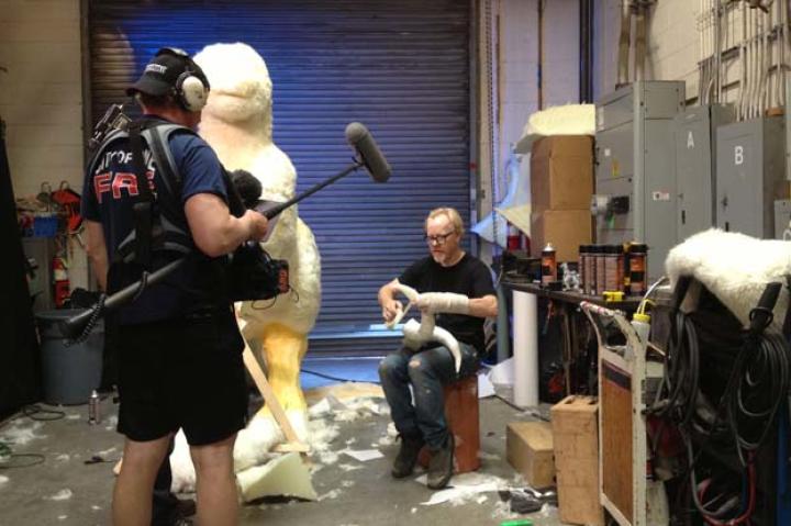 Despite having to do so in a cast -- because he had smashed the knuckle of his second metacarpal -- Adam loved building the Tauntaun. "I used techniques I learned 20 years ago. I enjoy building things like the Tauntaun a lot more than explosions."