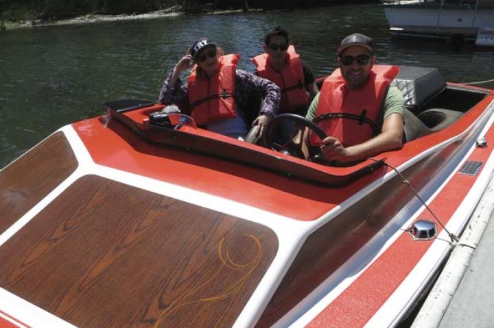 One of the myths Kari, Grant and Tory tackled was a viral video in which a speedboat put out another boat's fire via a "dramatic turn." Says Tory, "That was one of the funniest days where a complete stranger hands you the keys to a boat and says, 'All right, I want you to go full throttle at that burning boat and try to put it out with the rooster tail.' And you’re like, does this guy not watch the show?”