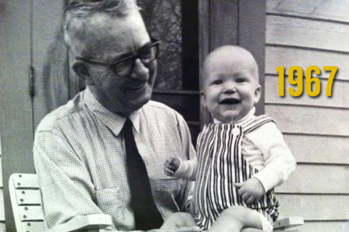 My granddad Joe Savage and me on a porch in West Virginia. --